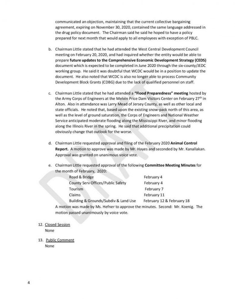 Jersey County Board Minutes March 2020 Pg. 4